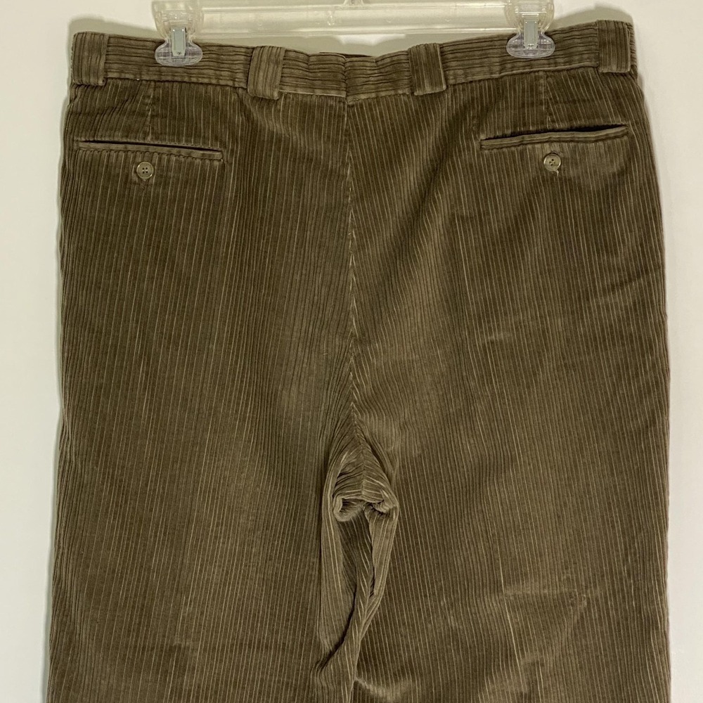 Saks Fifth Avenue Pants Mens 39x30 Brown Corduroy Pleated Cuffed Dress Pants - Picture 8 of 16